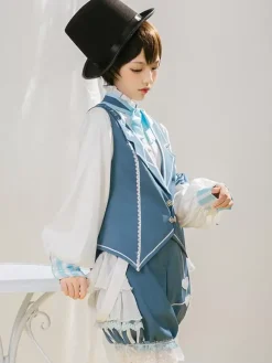 Chemisiers gothiques Lolita écrus blancs à manches longues et n艙uds Lolita Top Lolita Chemise Lolita