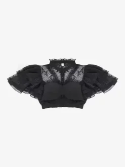 Chemisiers Gothiques Lolita Chemise Noire À Manches Courtes Volants En Dentelle Vintage