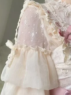 Chemisiers gothiques Lolita blancs à manches courtes et n艙uds en dentelle haut Lolita en dentelle