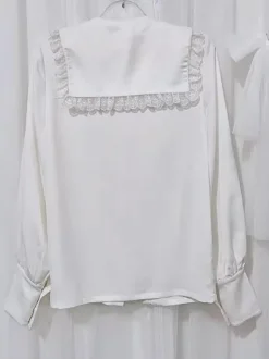 Chemisiers Gothiques Lolita À Manches Longues En Dentelle À Volants Top Chemise Blanche