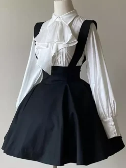 Chemisiers gothiques Lolita Haut Lolita Chemisier à volants à manches longues Chemise Lolita blanche