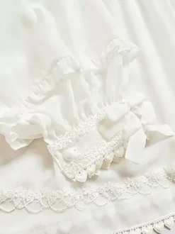 Chemisiers Lolita académiques Haut Lolita en dentelle à volants Chemisier à manches longues Chemise Lolita blanche