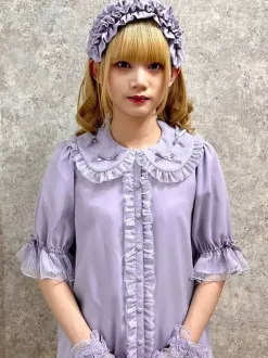 Chemisiers Lolita doux haut Lolita violet manches courtes volants chemise Lolita en dentelle