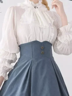 Chemisiers Lolita doux volants haut Lolita chemisier à manches longues chemise Lolita blanche