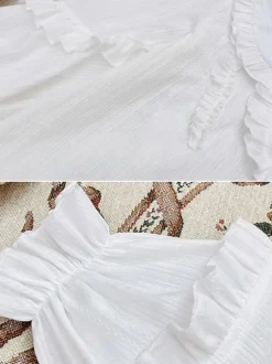 Chemisiers Sweet Lolita Haut Lolita à volants Chemisier à manches longues Chemise Lolita blanche