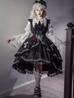Chemisiers gothiques Lolita à lacets et volants à manches courtes haut Lolita chemise Lolita blanche