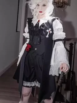 Chemisiers gothiques Lolita à lacets et volants à manches courtes haut Lolita chemise Lolita blanche