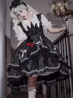 Chemisiers gothiques Lolita à lacets et volants à manches courtes haut Lolita chemise Lolita blanche