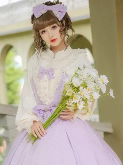 Chemisiers Lolita Classiques Lolita Top Ecru Blanc Manches Longues Dentelle Volants Chemise Lolita