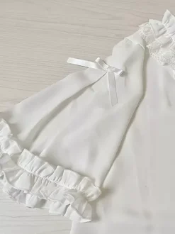 Chemisiers Lolita doux haut Lolita blanc à manches courtes et volants en dentelle chemise Lolita