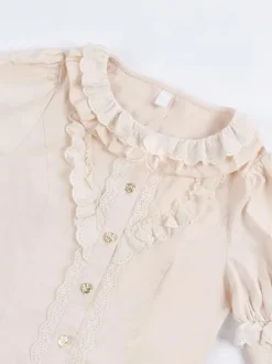 Chemisiers Lolita Gothiques Chemise À Manches Longues À Volants Haut Lolita Chemise Lolita Noire Vintage