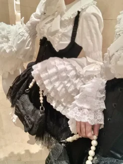 Chemisiers Lolita à la mode Harajuku haut blanc manches longues n艙uds en dentelle chemise Lolita
