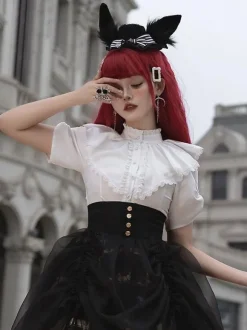 Chemisiers Lolita Style Rococo Haut Lolita Chemisier À Manches Courtes À Volants Chemise Lolita Blanche