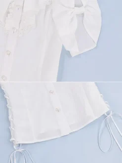 Chemisiers Lolita Style Rococo Haut Lolita Chemisier À Manches Courtes À Volants Chemise Lolita Blanche