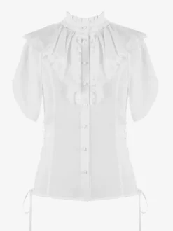 Chemisiers Lolita Style Rococo Haut Lolita Chemisier À Manches Courtes À Volants Chemise Lolita Blanche