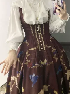 Chemisiers Lolita Style Rococo À Volants Chemisier À Manches Longues Haut Lolita Chemise Vintage Rétro Blanche