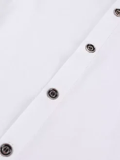 Chemisier vintage blanc rétro victorien steampunk à col montant et double boutonnage