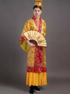 Chinois Costume Or En Rayonne De Toussaint En Brocart Robe Ensemble Déguisements Halloween