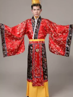 Chinois Costume Or En Rayonne De Toussaint En Brocart Robe Ensemble Déguisements Halloween