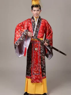 Chinois Costume Or En Rayonne De Toussaint En Brocart Robe Ensemble Déguisements Halloween