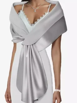 Châles argentés en satin pour mariage