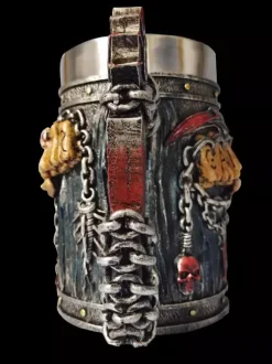 Chope à bière gothique en acier inoxydable avec tête de mort pour Halloween