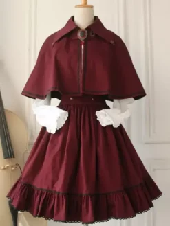 Classique Jupe Lolita Taille Haute Gothique En Coton Unicolore Avec N艙uds Déguisements