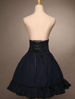 Classique Jupe Lolita Taille Haute Gothique En Coton Unicolore Avec N艙uds Déguisements