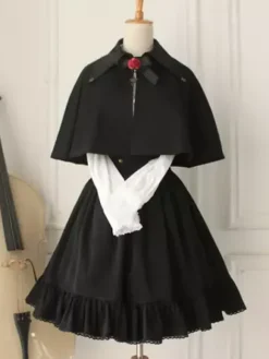 Classique Jupe Lolita Taille Haute Gothique En Coton Unicolore Avec N艙uds Déguisements