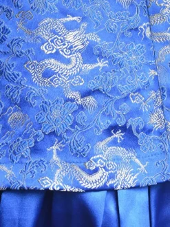 Classique Satin Bleu Qi Robe Lolita jacquard attirante avec lacets douse Déguisements Halloween