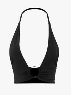 Clubwear Tops Plongeant Halter Ring Simple Sexy Crop Top