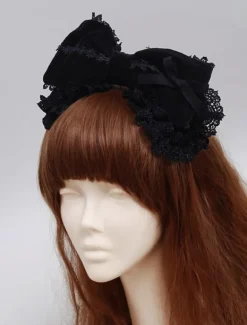 Coiffe Lolita noire avec dentelle Déguisements Halloween
