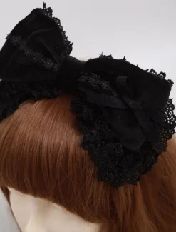 Coiffe Lolita noire avec dentelle Déguisements Halloween