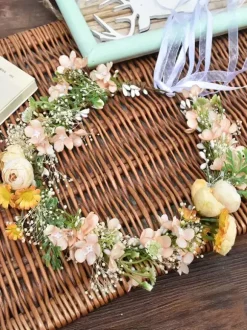 Coiffes de fleurs de mariage roses Accessoires de cheveux de mariée en polyester Cadeau de Saint Valentin