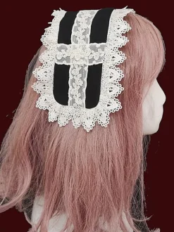 Coiffure Accessoires Lolita Classiques Servante Couvre-chef en dentelle noire Polyester