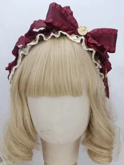 Coiffure Accessoires Mginonne Lolita Cameo Pink Ruffles Bows Couvre-chef Divers