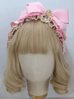 Coiffure Accessoires Mginonne Lolita Cameo Pink Ruffles Bows Couvre-chef Divers