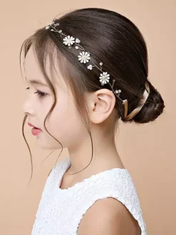 Coiffure de fille de fleur courronne Accessoires de cheveux de fille Courrones de fille or décoré des fleurs