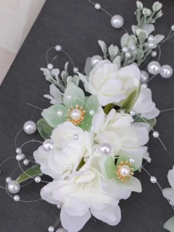 Coiffure Lolita Style Chinois Fleurs Beige Chaînes Perles Accessoire Métal Divers