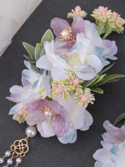 Coiffure Lolita Style Chinois Lavande Fleurs Chaînes Accessoire Métal Divers