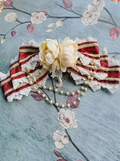 Coiffure ROCOCO Style Lolita accessoires bordeaux dentelle Polyester n艙ud papillon divers