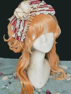 Coiffure ROCOCO Style Lolita accessoires bordeaux dentelle Polyester n艙ud papillon divers