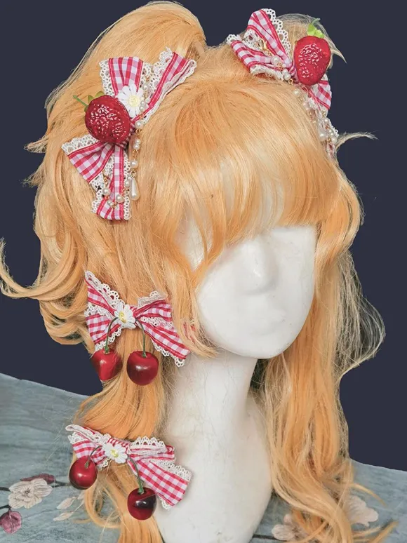 Coiffure Accessoires Lolita Classiques Perles Fraise N艙uds Polyester