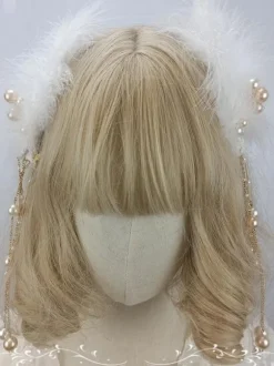 Coiffure Accessoires Lolita Style ROCOCO perles blanches plumes couvre-chef divers
