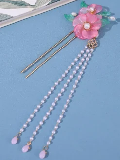 Coiffure Accessoires Lolita De Style Chinois Fleurs Vintage Roses Perles En Métal Divers