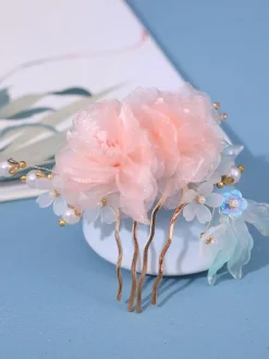 Coiffure Accessoires Lolita De Style Chinois Vintage Fleurs Roses Perles