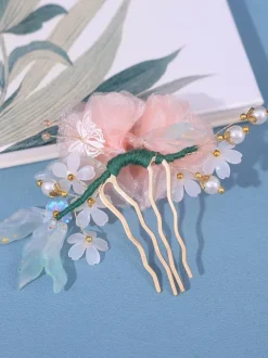 Coiffure Accessoires Lolita De Style Chinois Vintage Fleurs Roses Perles