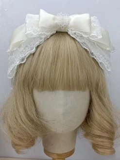 Coiffure Accessoires Lolita Style Rococo n艙uds en dentelle rose camée