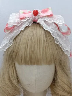 Coiffure Accessoires Lolita Style Rococo n艙uds en dentelle rose camée