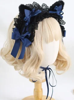 Coiffure Lolita Gothique N艙uds Dentelle Volants Accessoire Polyester